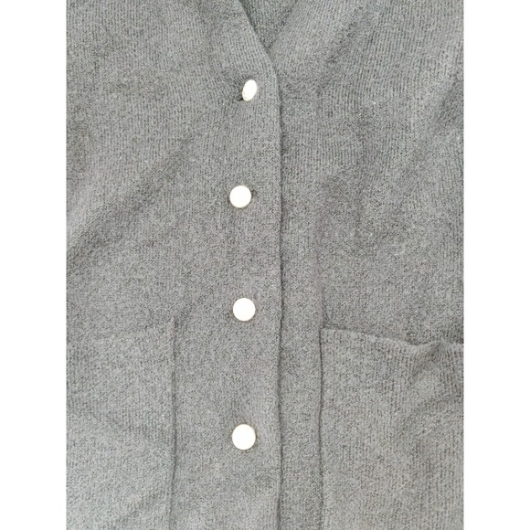 Halston Women's M Cardigan Wool Blend Navy Gold Button Front Long Sleeve Pockets - Picture 4 of 10